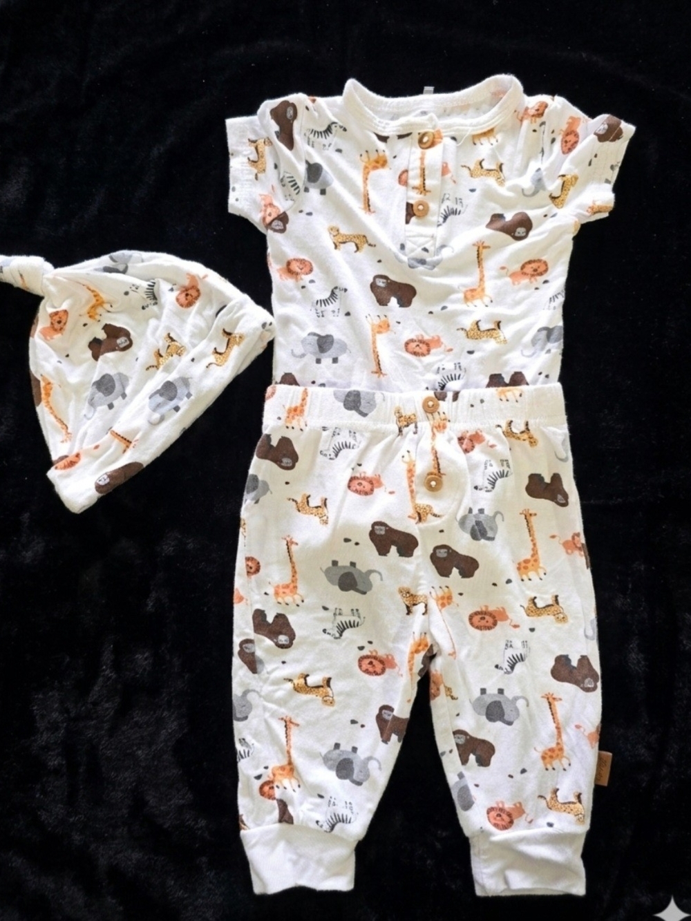 Baby Safari Animal Print Matching Set - White